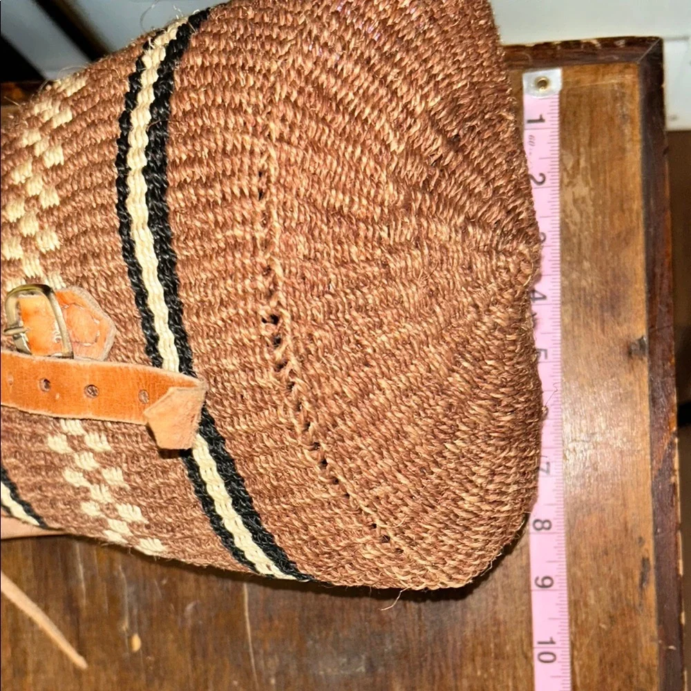 Brown Woven‎ Backpack with African Theme Elephant Design